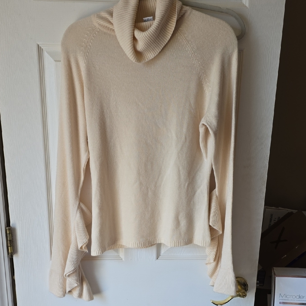 Newport News Cream Cowl Neck Sweater Lightweight and Soft